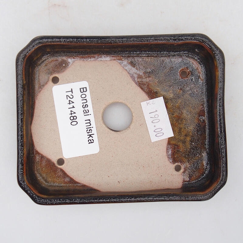 Ciotola per bonsai in ceramica 10 x 8 x 2 cm, nero-marrone