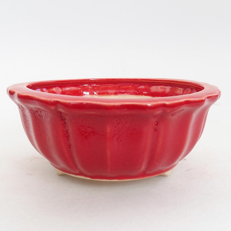 Ciotola per bonsai in ceramica 11,5 x 11,5 x 5 cm, colore rosso