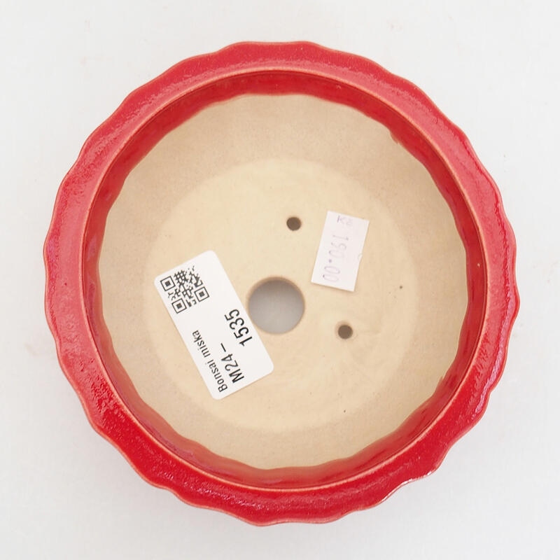 Ciotola per bonsai in ceramica 11,5 x 11,5 x 5 cm, colore rosso