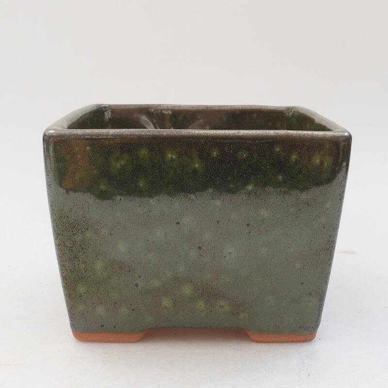 Ciotola per bonsai in ceramica 11,5 x 11,5 x 9 cm, verde
