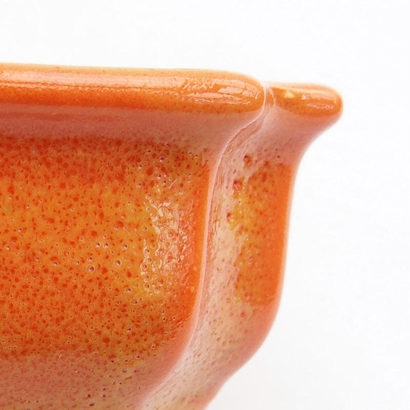Ciotola per bonsai in ceramica 11,5 x 8,5 x 4 cm, giallo-arancio