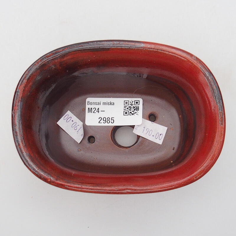 Ciotola per bonsai in ceramica 11,5 x 8 x 5 cm, colore rosso