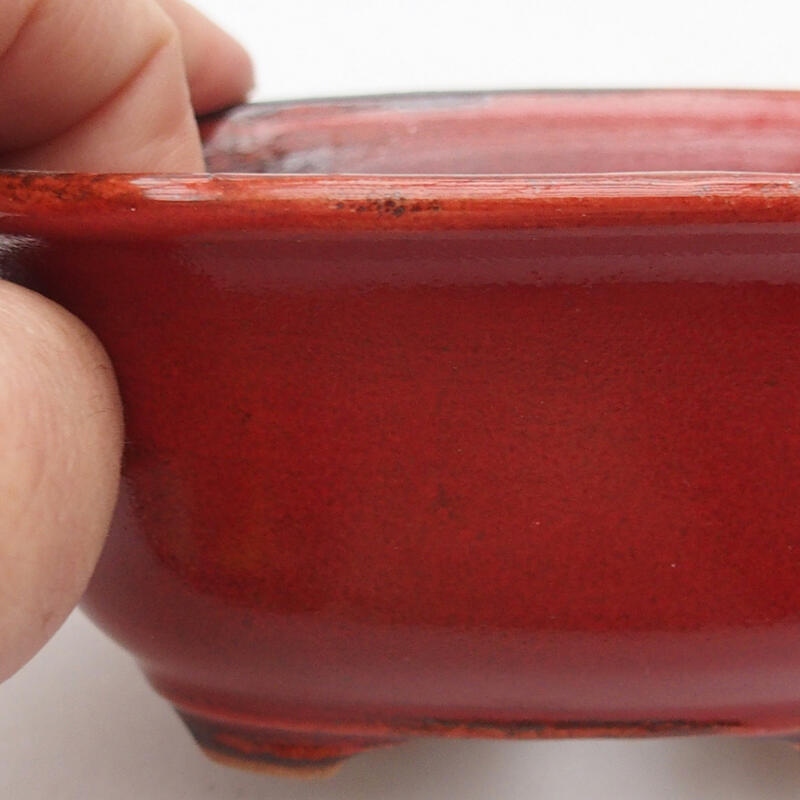 Ciotola per bonsai in ceramica 11,5 x 8 x 5 cm, colore rosso
