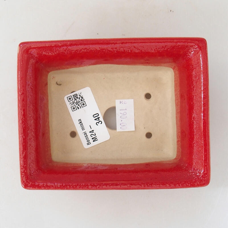 Ciotola per bonsai in ceramica 11,5 x 9 x 4,5 cm, colore rosso