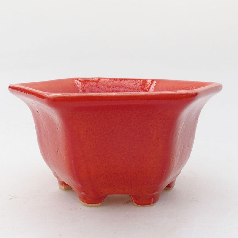 Ciotola per bonsai in ceramica 11 x 10 x 5,5 cm, colore rosso
