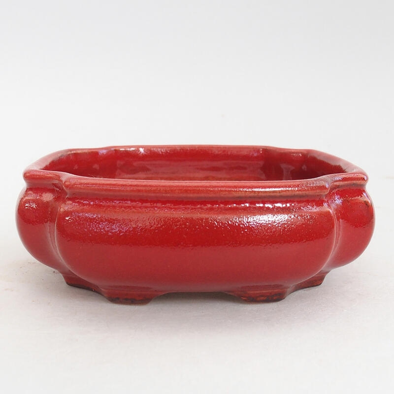 Ciotola per bonsai in ceramica 11 x 11 x 4 cm, colore rosso