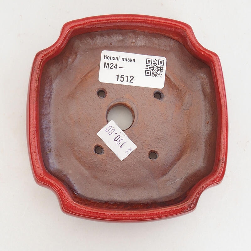 Ciotola per bonsai in ceramica 11 x 11 x 4 cm, colore rosso