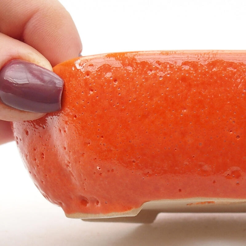 Ciotola per bonsai in ceramica 11 x 8,5 x 3,5 cm, arancione