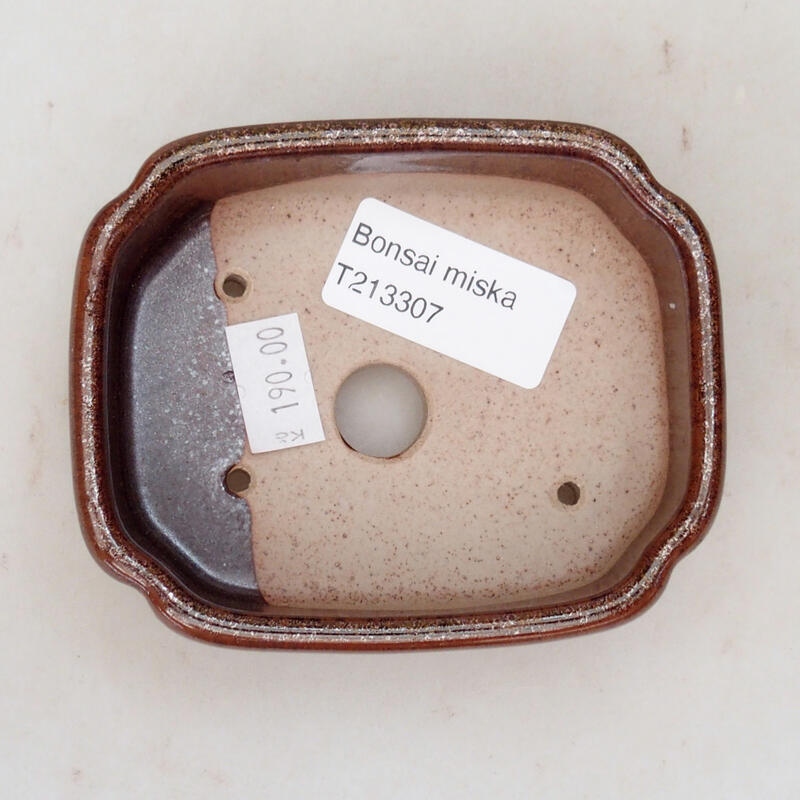 Ciotola per bonsai in ceramica 11 x 8,5 x 4 cm, marrone