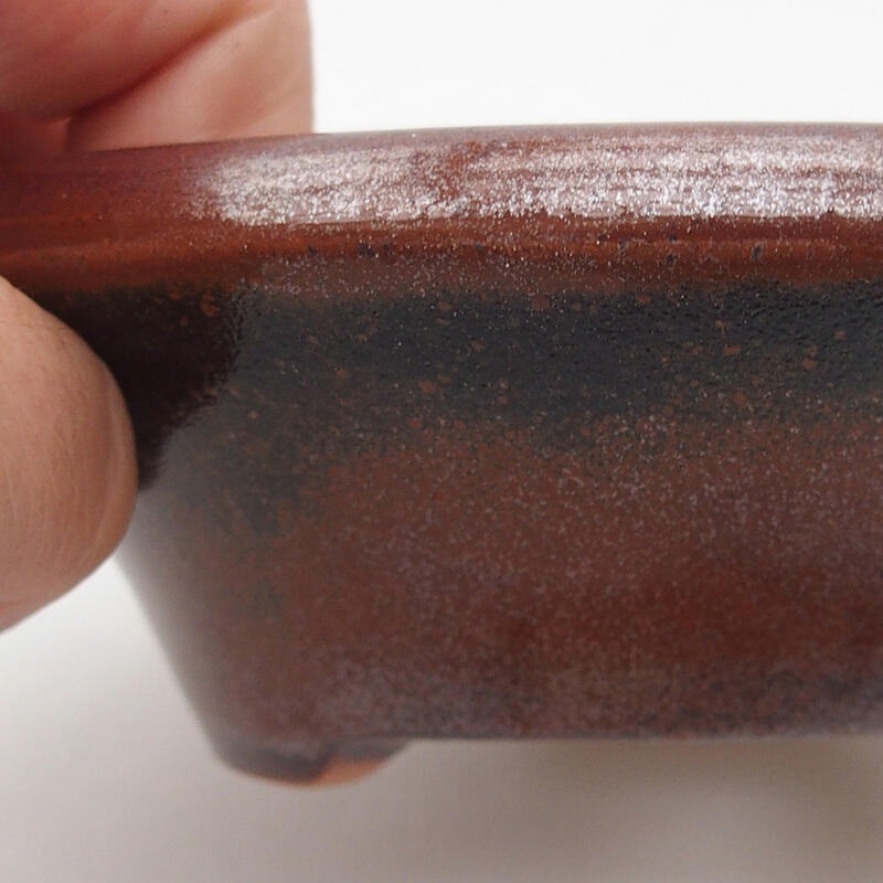 Ciotola per bonsai in ceramica 12,5 x 12,5 x 3,5 cm, colore marrone-nero