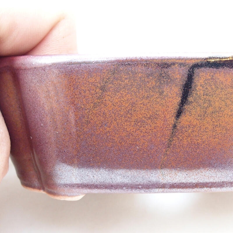 Ciotola per bonsai in ceramica 12,5 x 9,5 x 4,5 cm, colore marrone-nero