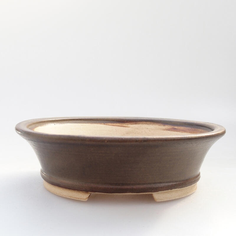 Ciotola per bonsai in ceramica 12 x 10,5 x 3,5 cm, marrone