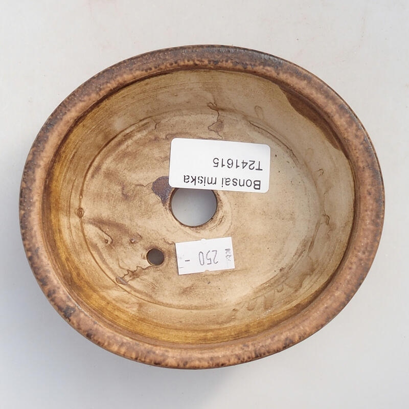 Ciotola per bonsai in ceramica 12 x 10,5 x 3,5 cm, marrone-rosa