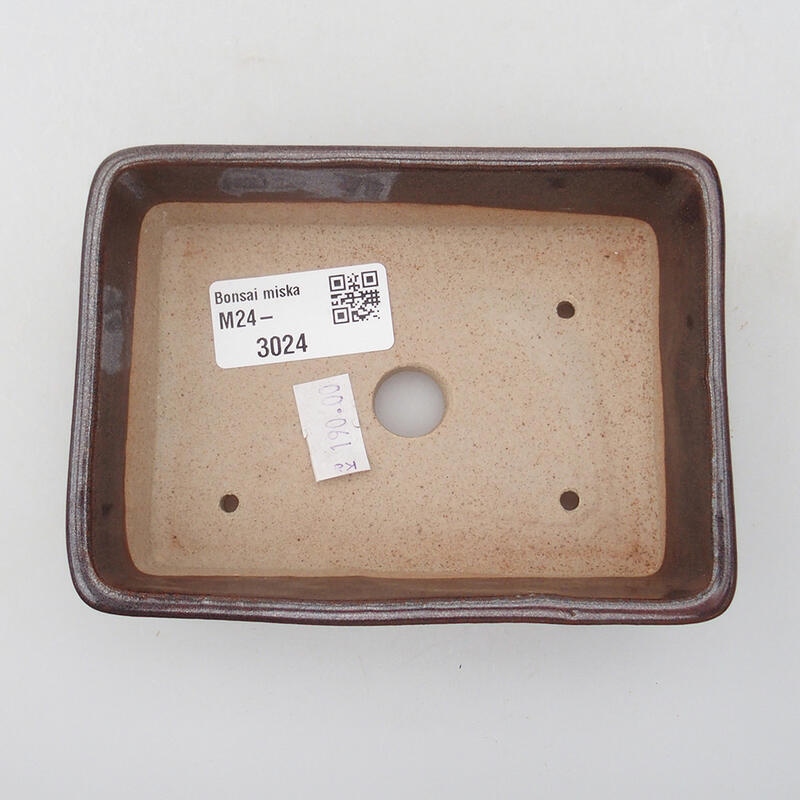 Ciotola per bonsai in ceramica 12 x 8,5 x 3,5 cm, marrone