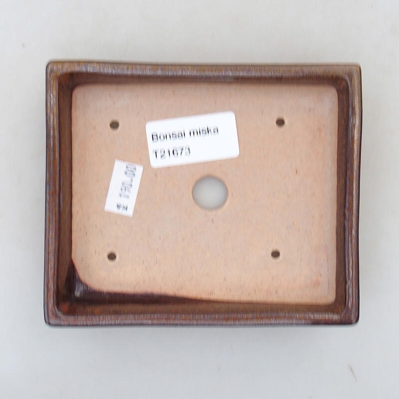 Ciotola per bonsai in ceramica 12 x 9,5 x 2,5 cm, marrone