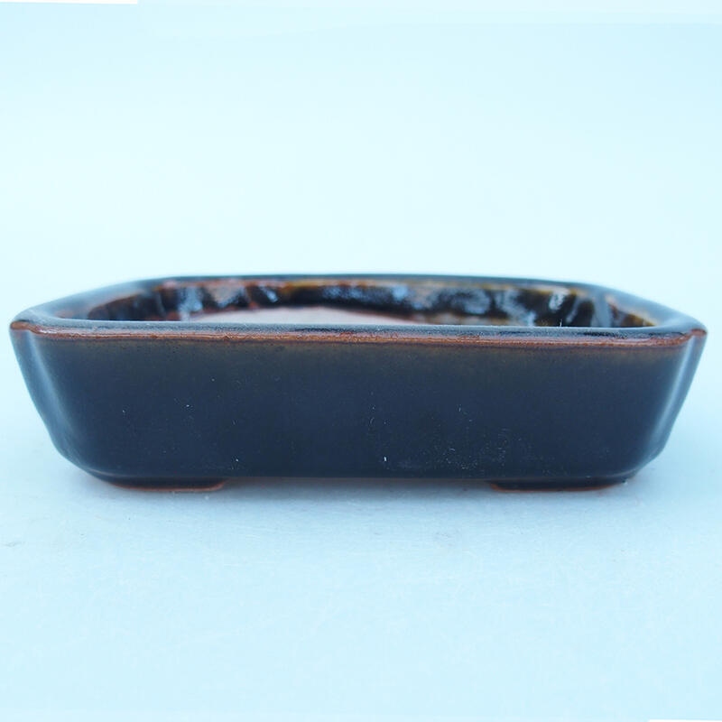 Ciotola per bonsai in ceramica 12 x 9,5 x 3 cm, nero-marrone