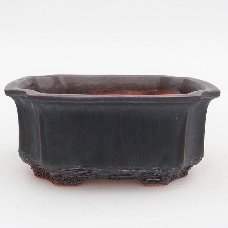 Ciotola bonsai in ceramica 12 x 9 x 5,5 cm, colore metallo