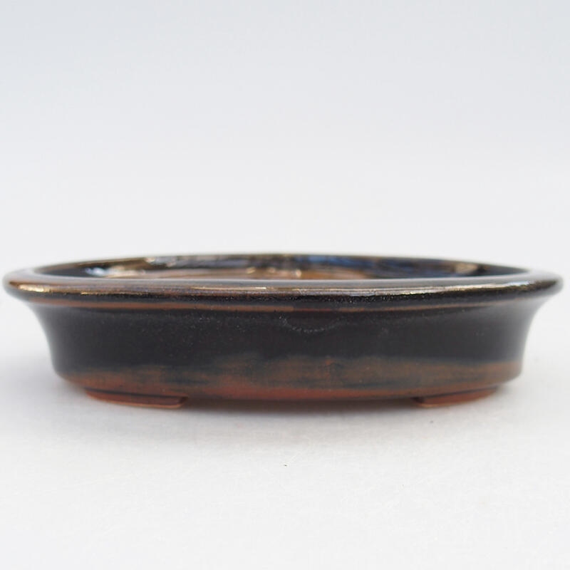 Ciotola per bonsai in ceramica 13,5 x 10,5 x 3 cm, nero-marrone