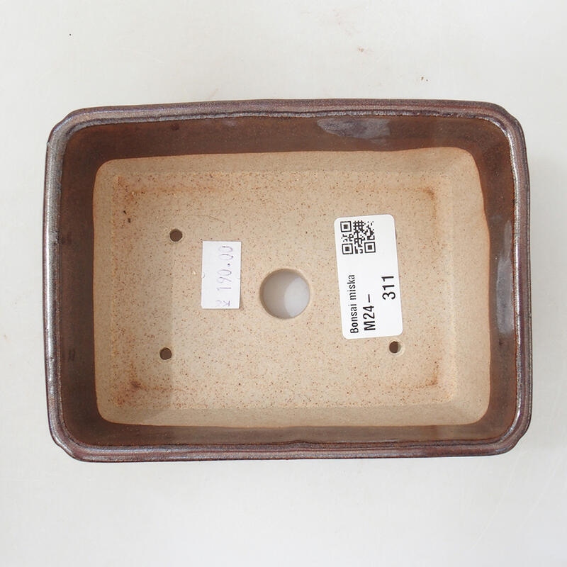 Ciotola per bonsai in ceramica 13,5 x 10,5 x 5 cm, marrone