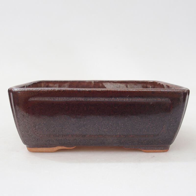 Ciotola per bonsai in ceramica 13,5 x 10,5 x 5 cm, marrone