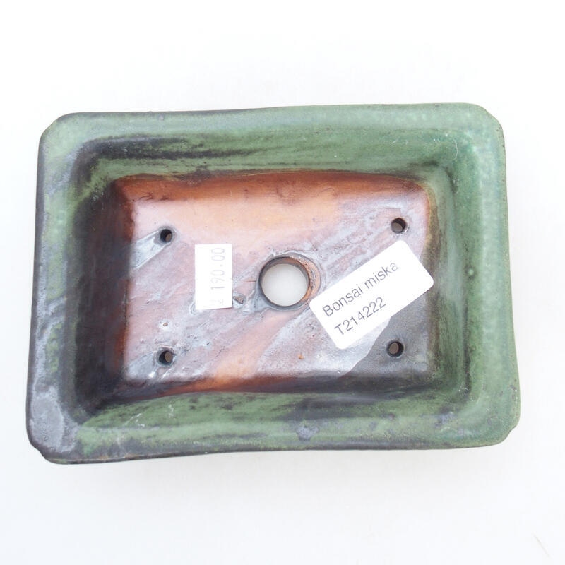 Ciotola bonsai in ceramica 13,5 x 10 x 4 cm, grigio-verde