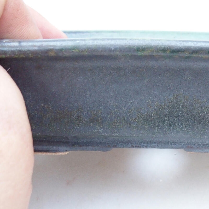 Ciotola bonsai in ceramica 13,5 x 10 x 4 cm, grigio-verde