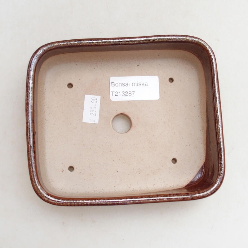 Ciotola per bonsai in ceramica 13,5 x 11,5 x 5 cm, marrone