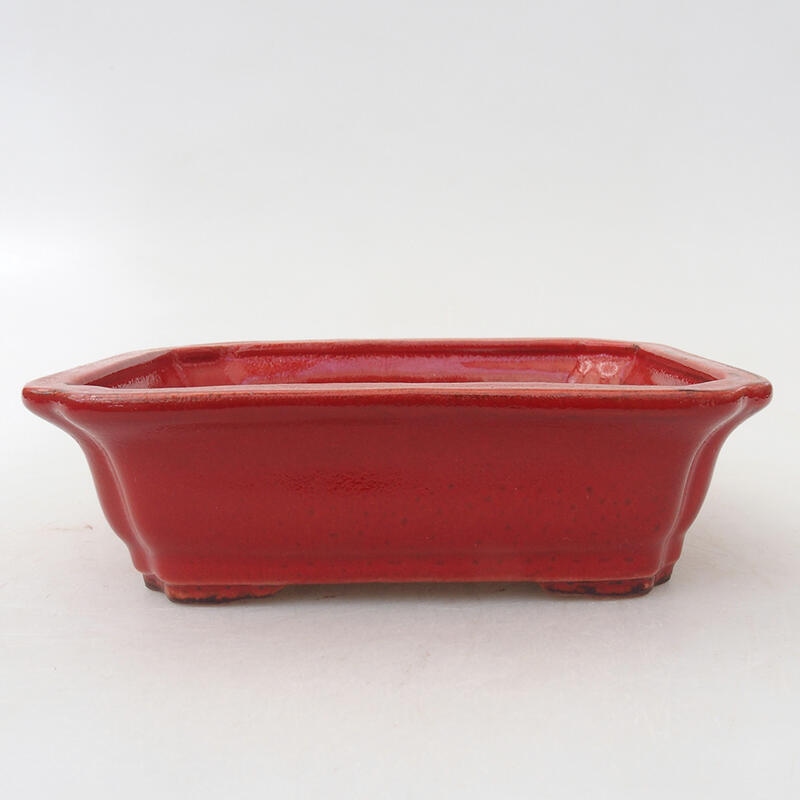 Ciotola per bonsai in ceramica 13 x 10,5 x 4 cm, colore rosso