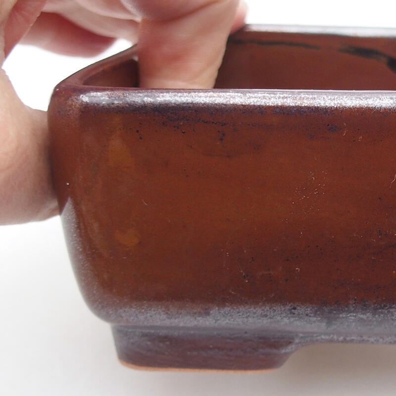 Ciotola per bonsai in ceramica 14,5 x 11 x 5 cm, colore marrone