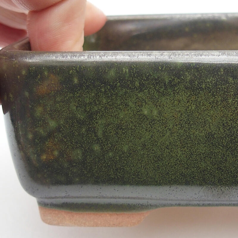 Ciotola per bonsai in ceramica 14,5 x 11 x 5 cm, verde
