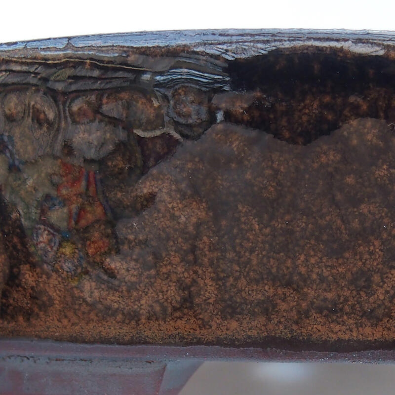 Ciotola per bonsai in ceramica 14,5 x 13,5 x 4 cm, nero-marrone