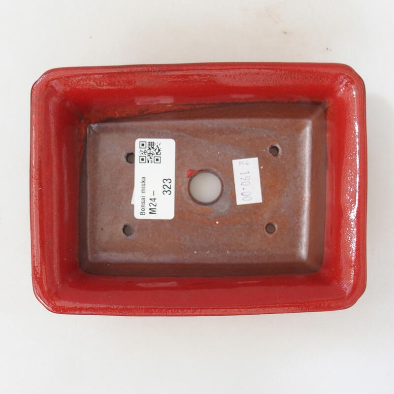 Ciotola per bonsai in ceramica 14 x 10,5 x 4 cm, colore rosso