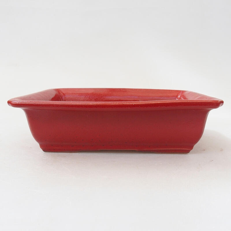 Ciotola per bonsai in ceramica 14 x 10,5 x 4 cm, colore rosso