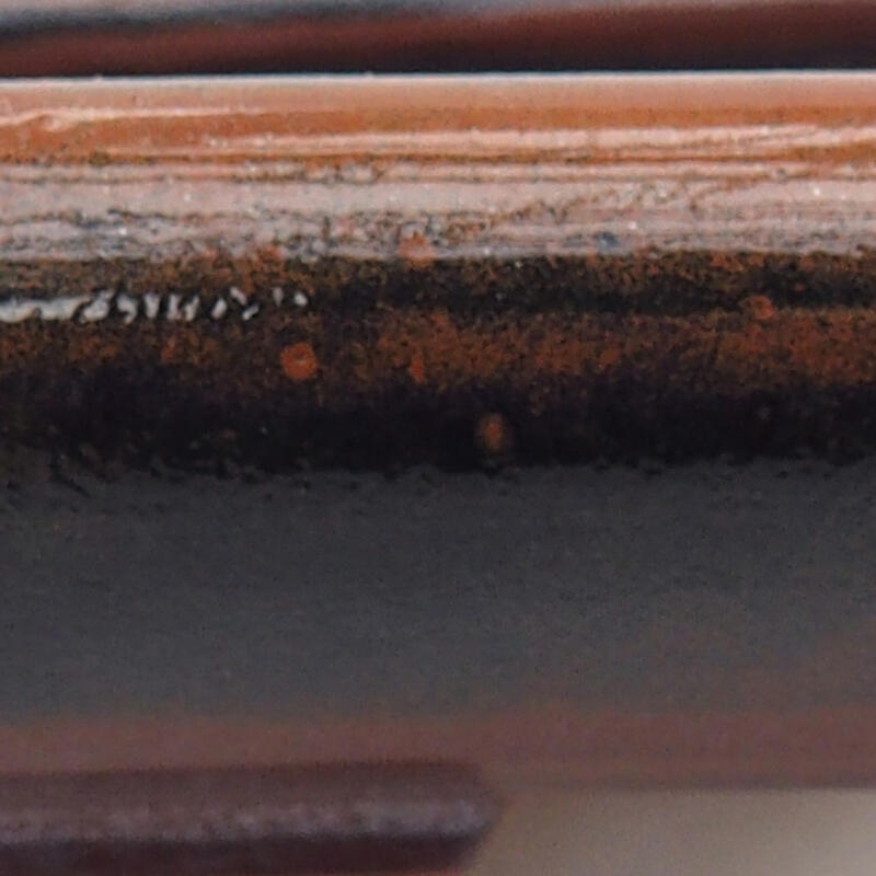 Ciotola per bonsai in ceramica 15,5 x 12,5 x 3 cm, colore marrone-nero