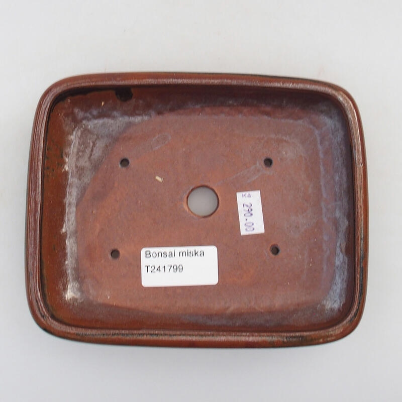 Ciotola per bonsai in ceramica 15,5 x 12,5 x 3 cm, colore marrone-nero
