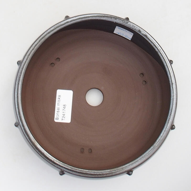 Ciotola bonsai in ceramica 17,5 x 17,5 x 6 cm, colore metallo