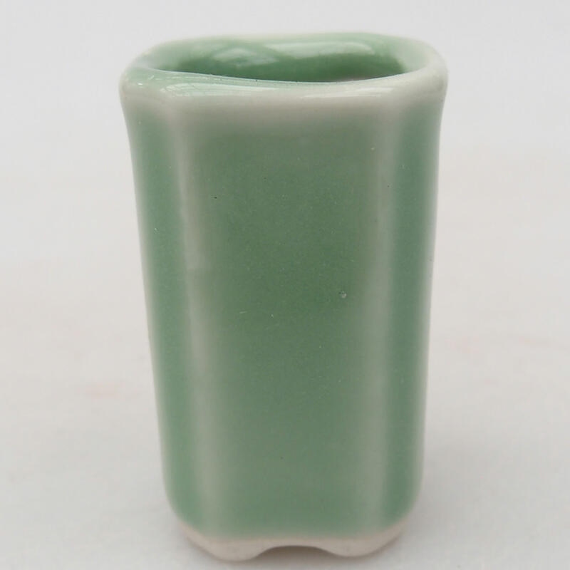 Vaso da bonsai in ceramica 2,5 x 2,5 x 4,5 cm, colore verde