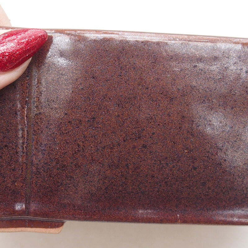 Ciotola per bonsai in ceramica 20,5 x 17,5 x 7 cm, marrone