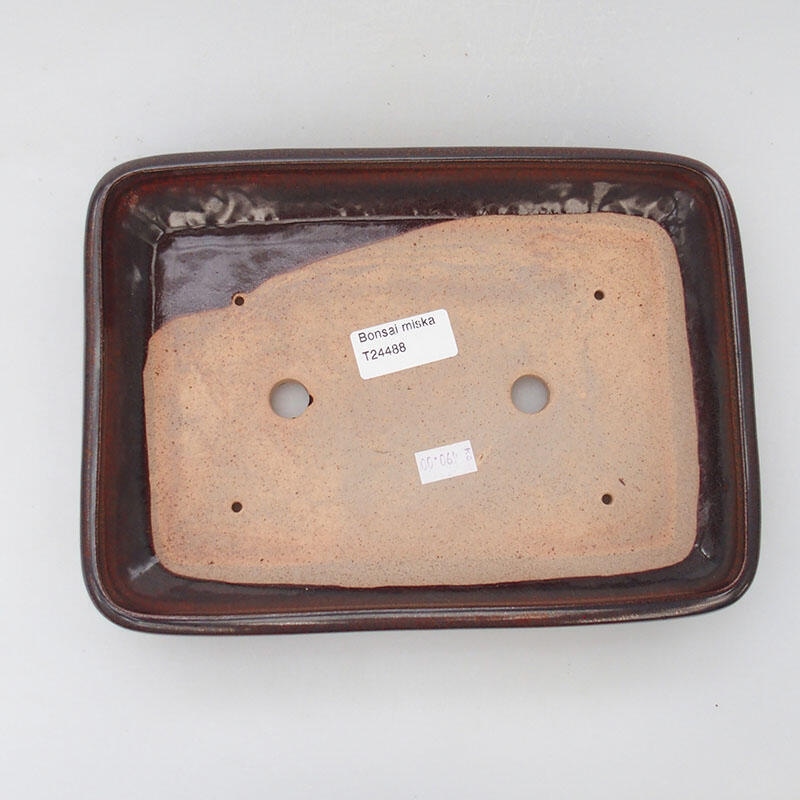 Ciotola per bonsai in ceramica 23,5 x 17 x 4 cm, marrone