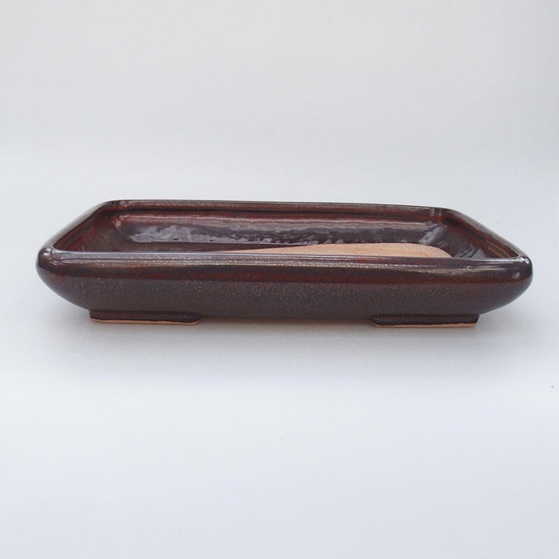 Ciotola per bonsai in ceramica 23,5 x 17 x 4 cm, marrone