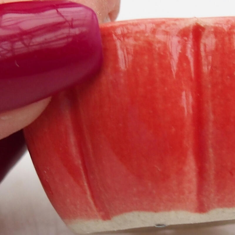 Ciotola per bonsai in ceramica 3,5 x 3,5 x 2 cm, colore rosso