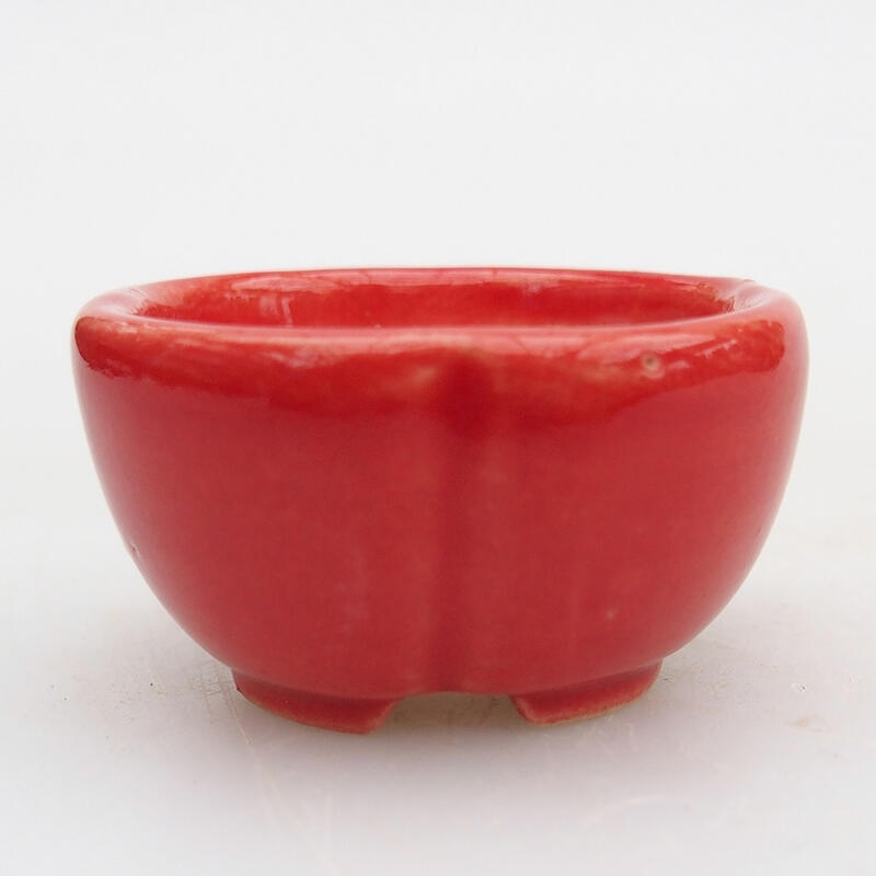 Ciotola per bonsai in ceramica 4 x 4 x 2 cm, colore rosso