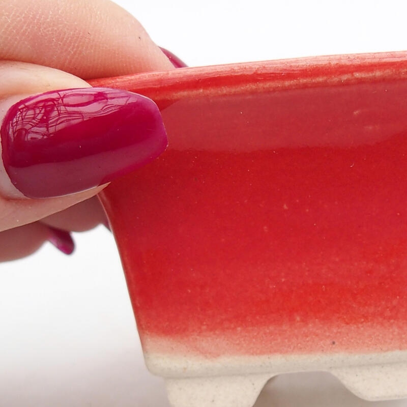 Ciotola per bonsai in ceramica 5,5 x 5,5 x 3,5 cm, colore rosso