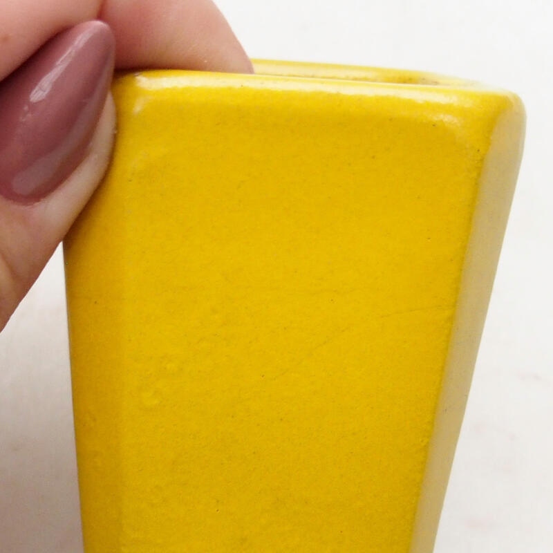 Ciotola per bonsai in ceramica 5,5 x 5,5 x 7 cm, giallo