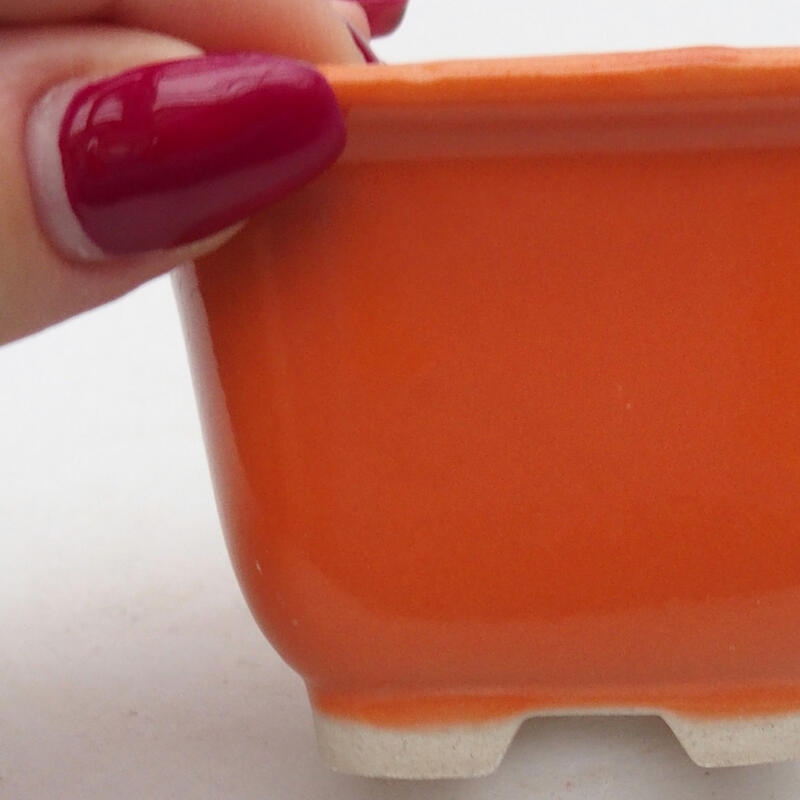 Ciotola per bonsai in ceramica 6,5 x 6,5 x 4,5 cm, arancione