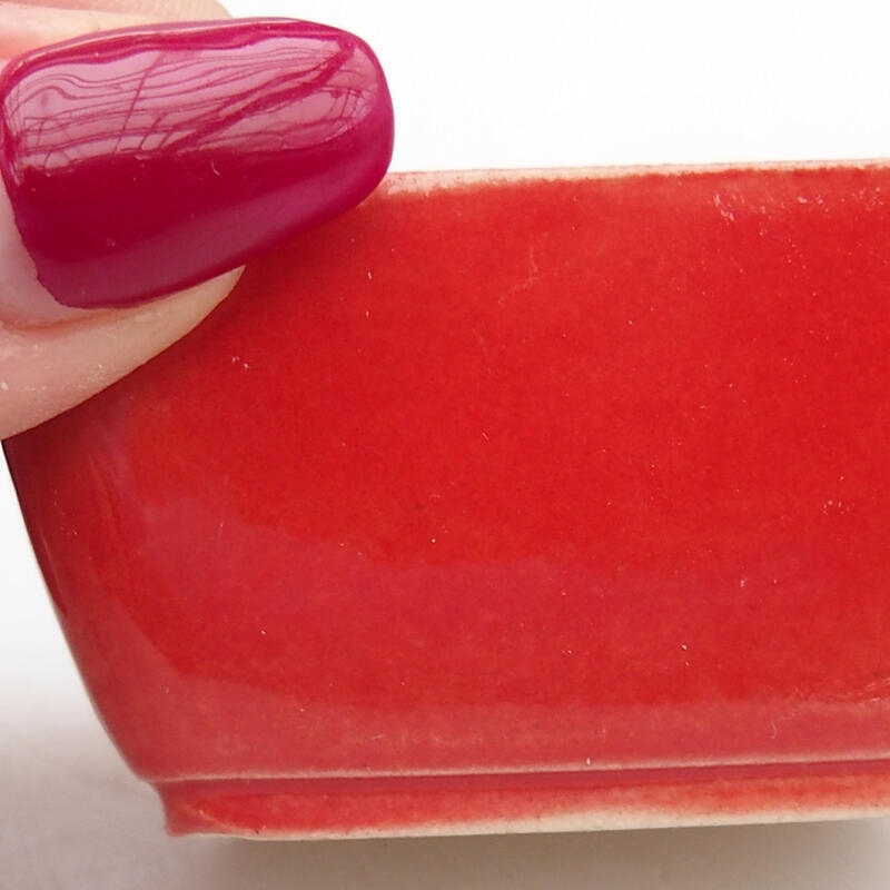 Ciotola per bonsai in ceramica 6 x 4 x 3 cm, colore rosso