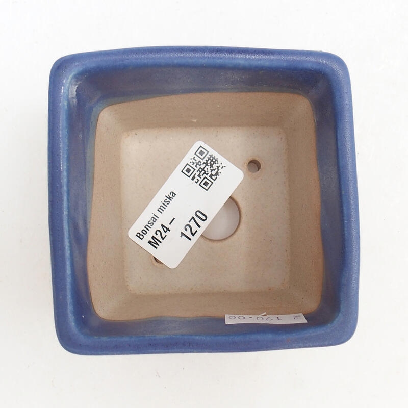 Ciotola bonsai in ceramica 7,5 x 7,5 x 7 cm, colore blu