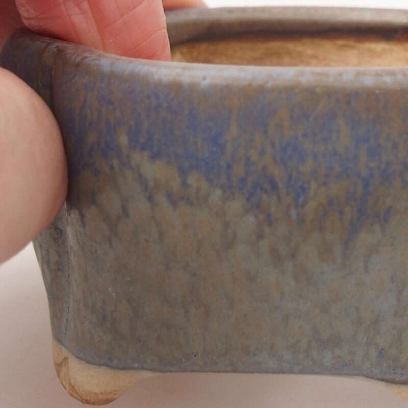 Ciotola per bonsai in ceramica 7,5 x 7 x 4 cm, colore blu