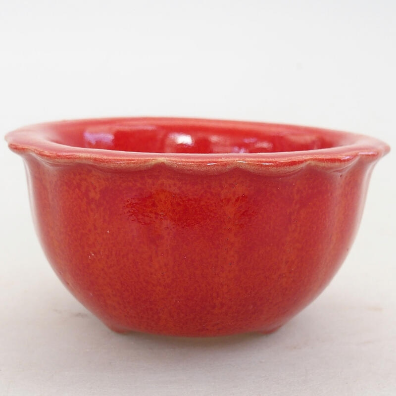 Ciotola per bonsai in ceramica 7 x 7 x 3,5 cm, colore rosso