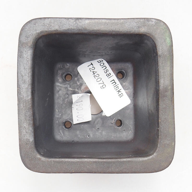 Ciotola bonsai in ceramica 8,5 x 8,5 x 5,5 cm, colore metallo